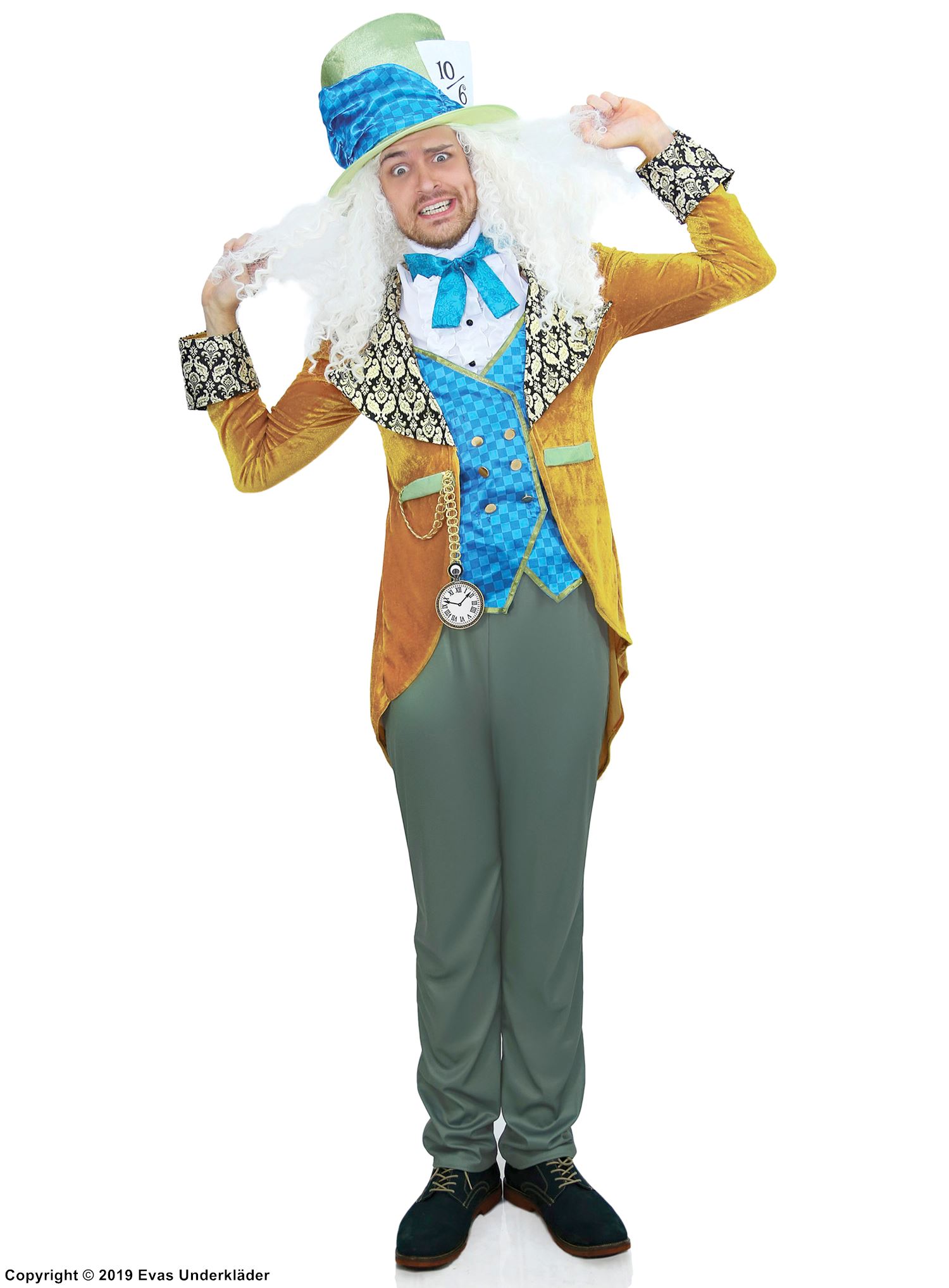Mad Hatter, costume top and pants, brocade, buttons, velvet